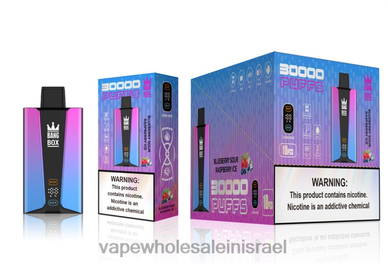 Vape Store Jerusalem - Bang Box מסך חכם 30000 נשיפות קרח פטל חמוץ אוכמניות XFRF681