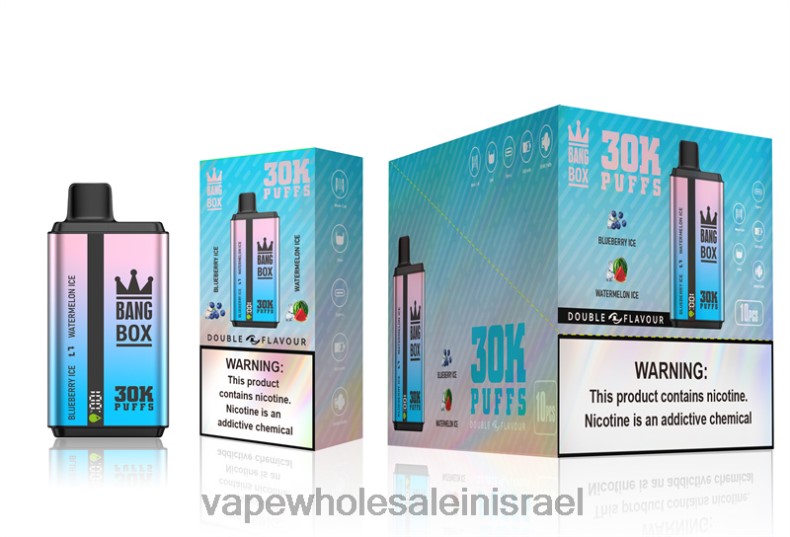 Vape Wholesale In Israel - Bang Box 30000 פחזניות כפולות טעמים קרח אוכמניות וקרח אבטיח XFRF669