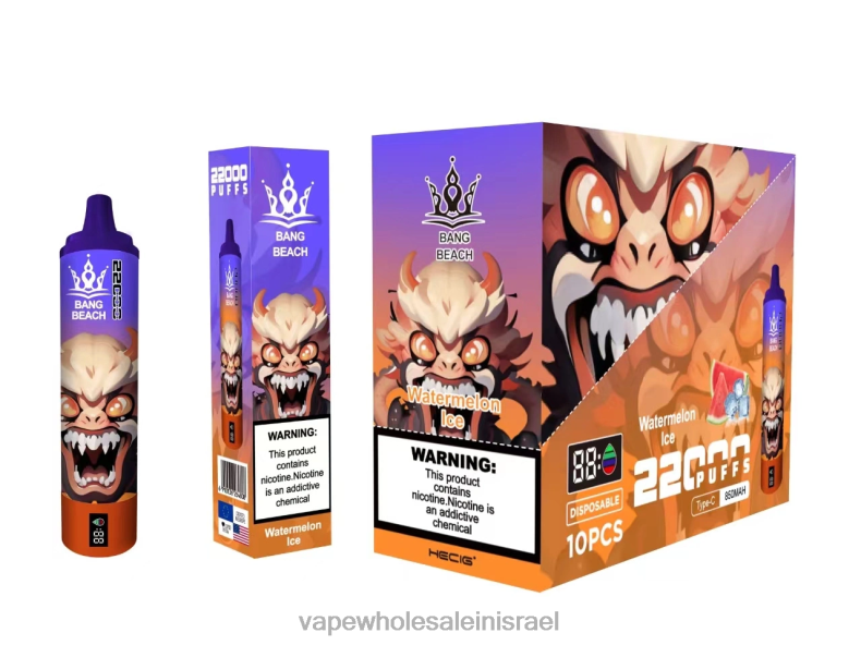 Vape Wholesale Jerusalem - Bang Beach מסך חכם 22000 נשיפות קרח אבטיח XFRF622