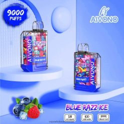 סיגריה אלקטרונית - Aivono AIM XXL מדבקת פה 9000 שקופה קרח כחול razz T2JL6054