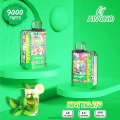 סיגריה אלקטרונית חד פעמית - Aivono AIM XXL מדבקת פה 9000 שקופה מוחיטו מנטה T2JL6055