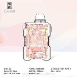 סיגריה אלקטרונית חד פעמית - LAVIE NIO BOX 9000 שאיפות 4820195 תפוח כפול