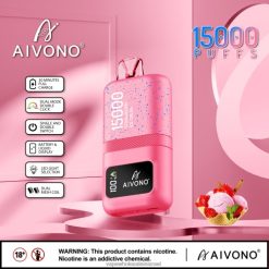 סיגריה אלקטרונית ללא ניקוטין - Aivono AIM magic 15,000 גלידת תותים T2JL6066