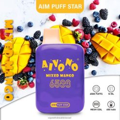 סיגריה אלקטרונית ללא ניקוטין - Aivono AIM PUFF STAR 6500 מנגו מעורב T2JL60296