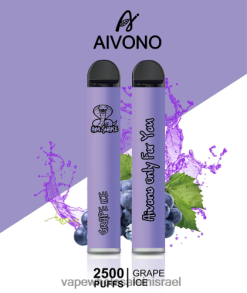 סיגריה אלקטרונית ללא ניקוטין - Aivono AIM SNAKE 2500 קרח ענבים T2JL60306
