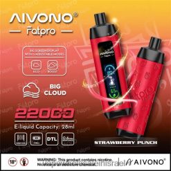 סיגריה אלקטרונית נטענת - Aivono Fatpro 22000 אגרוף תותים T2JL608