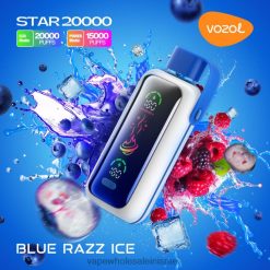 סיגריה אלקטרונית - VOZOL STAR 20000 2L0R04 קרח כחול razz